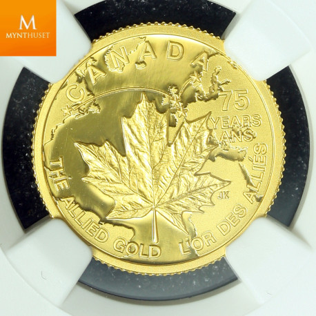 Canada gull maple leaf 75 Dollars 2015 The Allied gold Kv proof, NGC PF70
