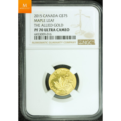Canada gull maple leaf 75 Dollars 2015 The Allied gold Kv proof, NGC PF70 Canada gull maple leaf 75 Dollars 2015 The Allied gold Kv proof, NGC PF70