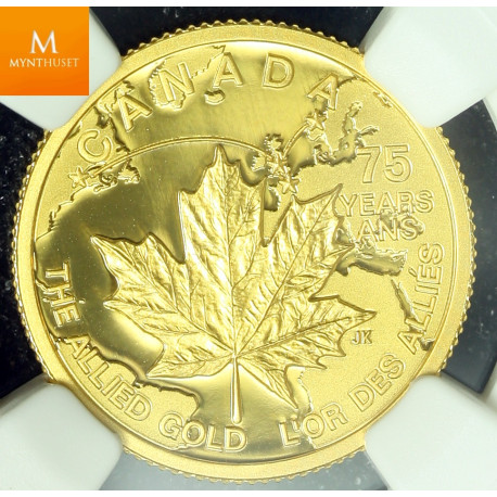 Canada gull maple leaf 75 Dollars 2015 The Allied gold Kv proof, NGC PF70