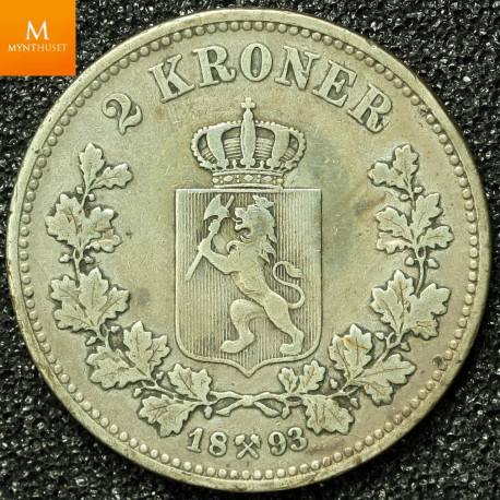 2 kroner 1893 kvalitet 1 i kapsel