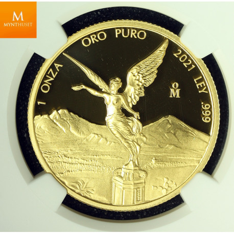 Mexico 2021 Onza gull Kvalitet Proof, NGC PF70