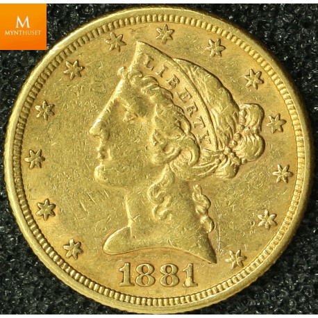 USA 5 dollar 1881 kvalitet 1+