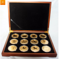 12 oz rent gull, unik mulighet! Australia Lunar Series 2 komplett sett med 12 stk 1 oz gullmynter i kvalitet BU