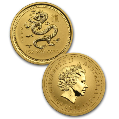 12 oz rent gull, unik mulighet! Australia Lunar Series 2 komplett sett med 12 stk 1 oz gullmynter i kvalitet BU