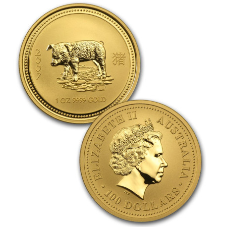 12 oz rent gull, unik mulighet! Australia Lunar Series 2 komplett sett med 12 stk 1 oz gullmynter i kvalitet BU