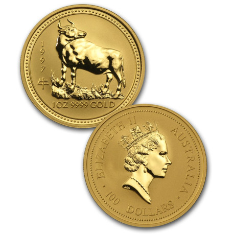 12 oz rent gull, unik mulighet! Australia Lunar Series 2 komplett sett med 12 stk 1 oz gullmynter i kvalitet BU