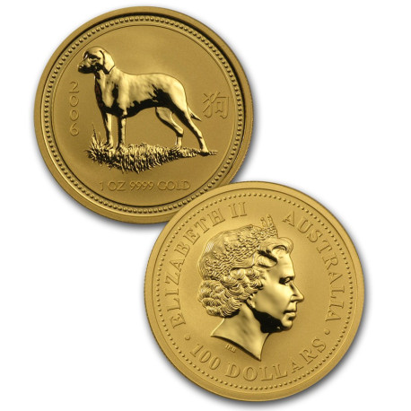 12 oz rent gull, unik mulighet! Australia Lunar Series 2 komplett sett med 12 stk 1 oz gullmynter i kvalitet BU