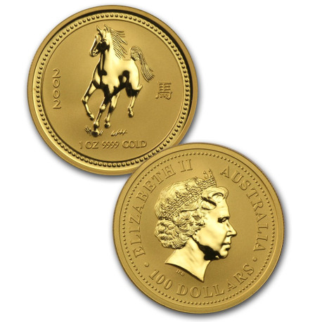 12 oz rent gull, unik mulighet! Australia Lunar Series 2 komplett sett med 12 stk 1 oz gullmynter i kvalitet BU