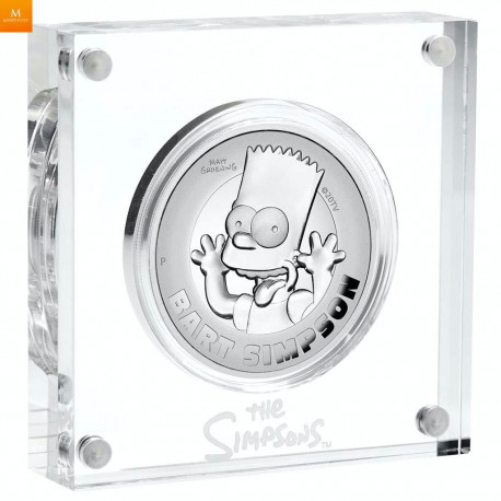Tuvalu 2022 BART SIMPSON™ 2 OZ  2 DOLLAR HIGH RELIEF THE SIMPSONS™ KVALITET PROOF