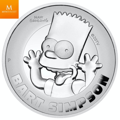 Tuvalu 2022 BART SIMPSON™ 2 OZ  2 DOLLAR HIGH RELIEF THE SIMPSONS™ KVALITET PROOF Tuvalu 2022 BART SIMPSON™ 2 OZ  2 DOLLAR HIGH RELIEF THE SIMPSONS™ KVALITET PROOF