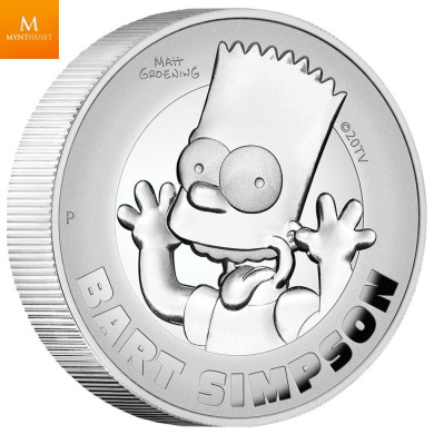 Tuvalu 2022 BART SIMPSON™ 2 OZ  2 DOLLAR HIGH RELIEF THE SIMPSONS™ KVALITET PROOF Tuvalu 2022 BART SIMPSON™ 2 OZ  2 DOLLAR HIGH RELIEF THE SIMPSONS™ KVALITET PROOF