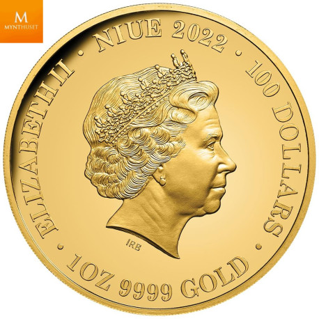 Årets mynt! Kun 1 stk tilgjengelig! Niue 2022 AURORA AUSTRALIS 1 OZ  Gull COLOR 100 dollar  Kvalitet Proof Mintage 99!
