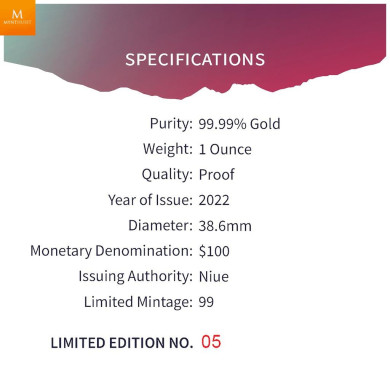 Årets mynt! Kun 1 stk tilgjengelig! Niue 2022 AURORA AUSTRALIS 1 OZ  Gull COLOR 100 dollar  Kvalitet Proof Mintage 99! Årets mynt! Kun 1 stk tilgjengelig! Niue 2022 AURORA AUSTRALIS 1 OZ  Gull COLOR 100 dollar  Kvalitet Proof Mintage 99!
