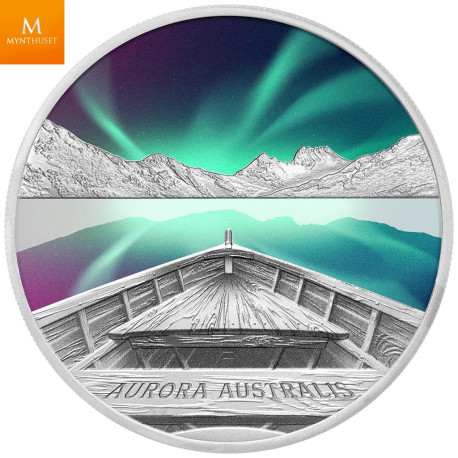 Nydelig! Niue 2022 AURORA AUSTRALIS 1 OZ  Sølv COLOR 1 dollar  Kvalitet Proof