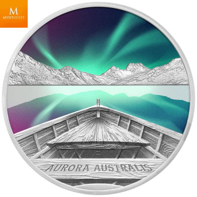 Nydelig! Niue 2022 AURORA AUSTRALIS 1 OZ  Sølv COLOR 1 dollar  Kvalitet Proof Nydelig! Niue 2022 AURORA AUSTRALIS 1 OZ  Sølv COLOR 1 dollar  Kvalitet Proof