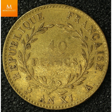 Frankrike 40 francs Napoleon AN XI kvalitet 1 Frankrike 40 francs Napoleon AN XI kvalitet 1