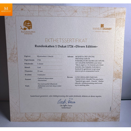 Rundeskatten gull dukat 1724 Utrecht Divers Edidition kvalitet 01