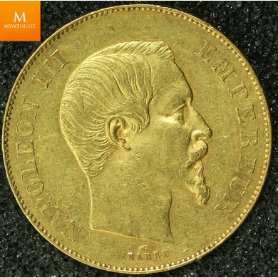 Napoleon III 50 Francs 1855 A kvalitet 1+ Napoleon III 50 Francs 1855 A kvalitet 1+