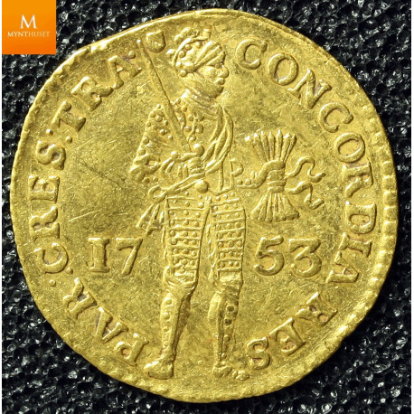 Nederland Ducat 1753 kvalitet 1+ i kapsel