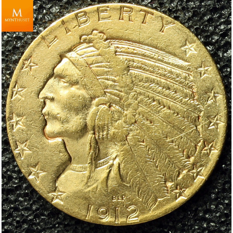 USA 5 dollar 1912 S Indian Head San Francisco kvalitet 1+/01 