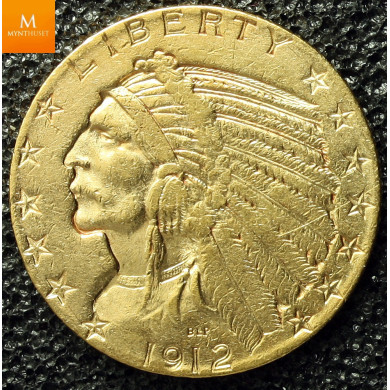 USA 5 dollar 1912 S Indian Head San Francisco kvalitet 1+/01 